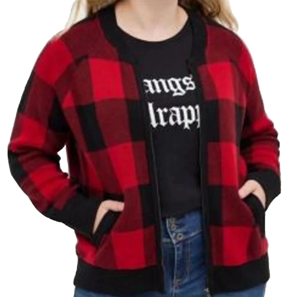 Torrid Buffalo Plaid Bomber Cardigan